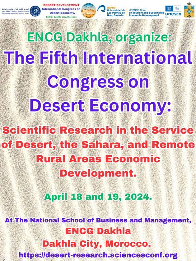 desert sahara arid lands development economics space economy space industry energy water agriculture ocean farming sea scientific research desertification climate conference tourism sports dakhla laayoune morocco 